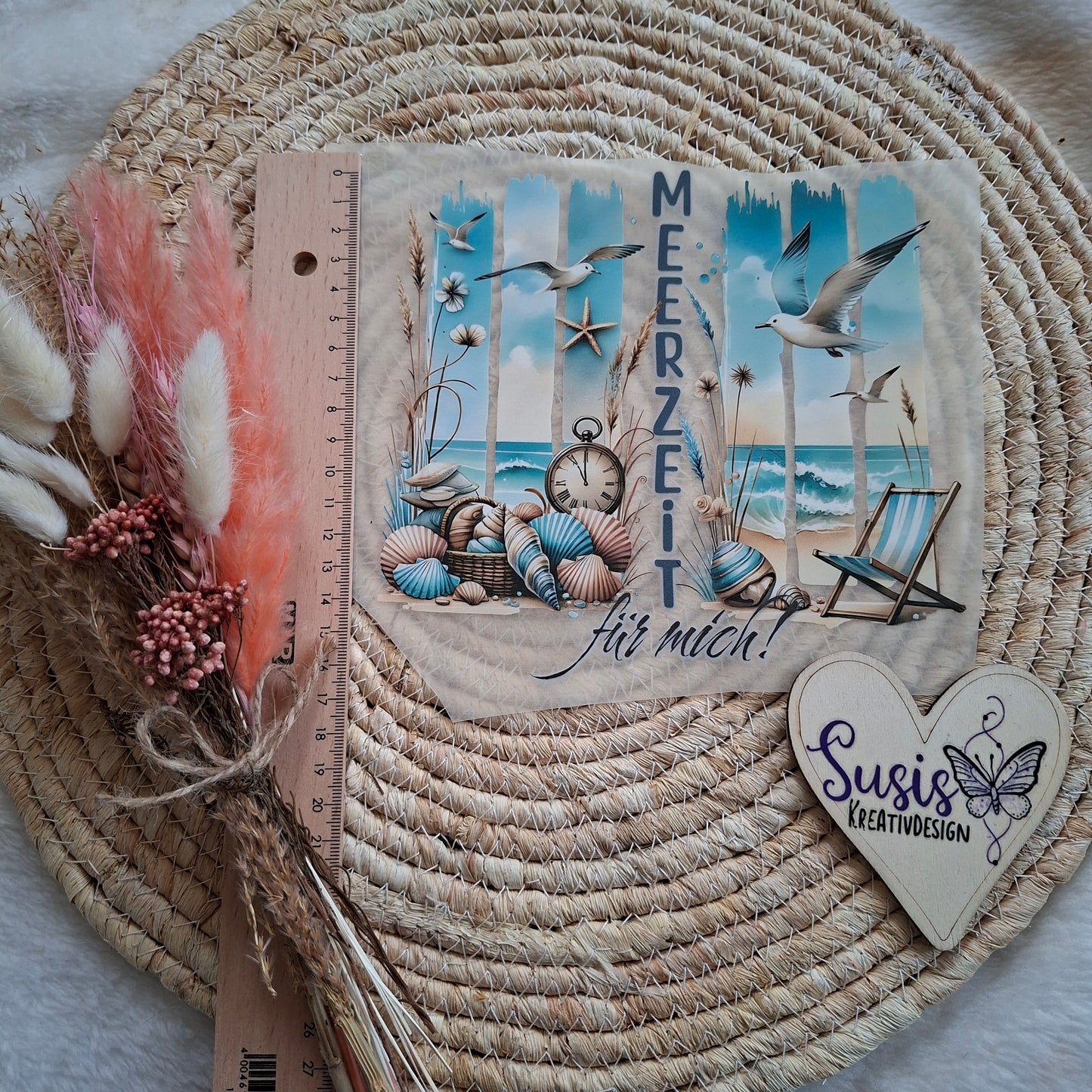 Bügelbild, Streifenbild, Meerzeit, Meer, Strand, GlowInTheDark