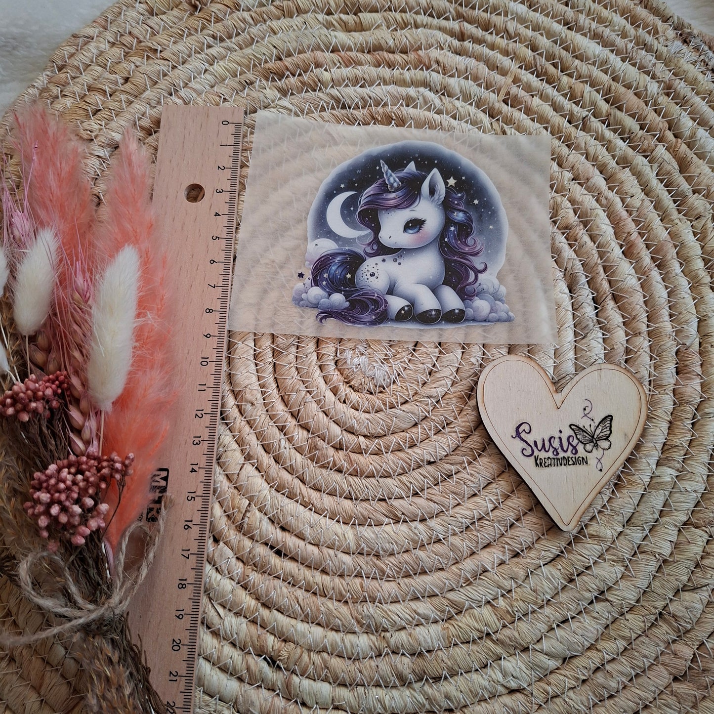 Bügelbild, Einhorn, Nacht, Mond, GlowInTheDark