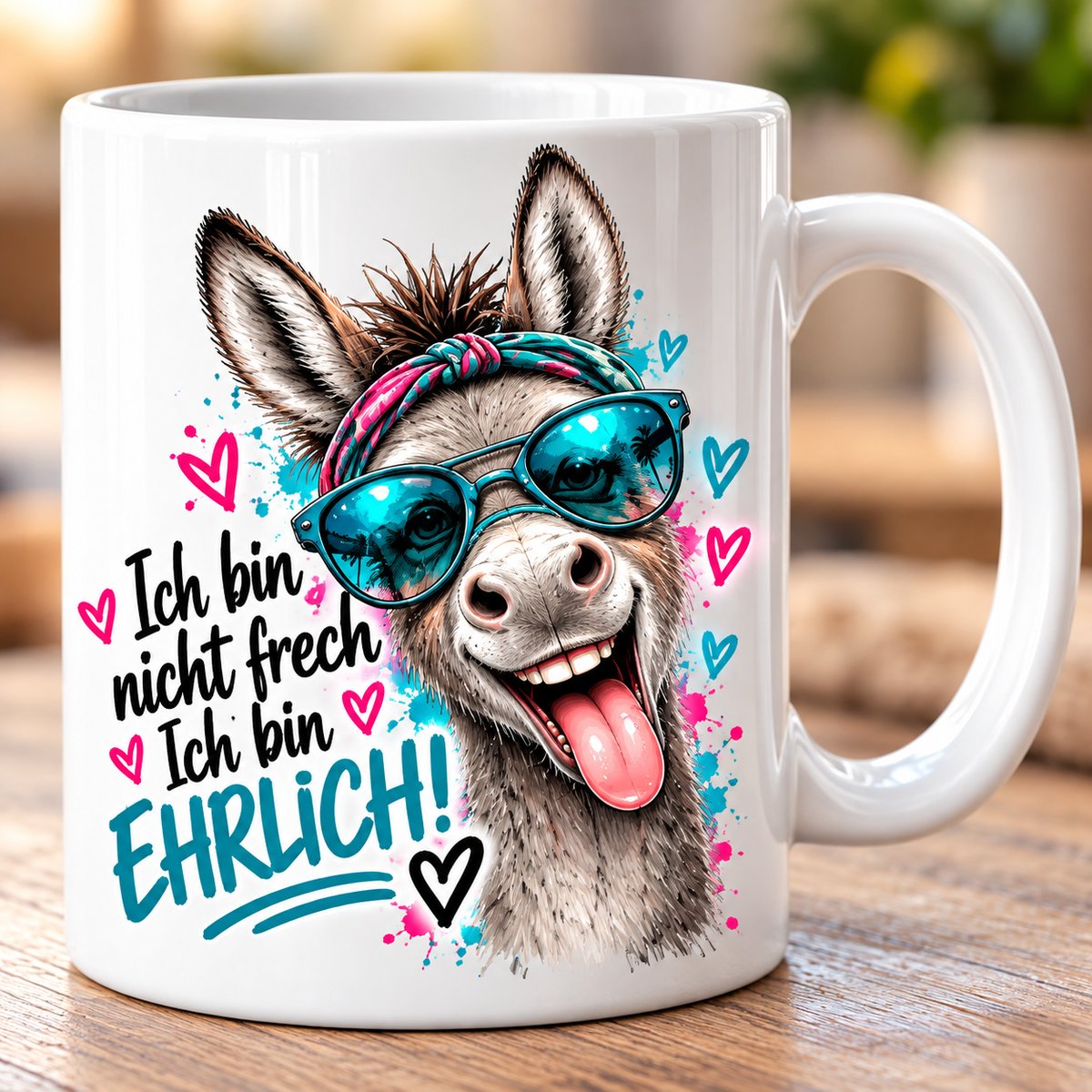 Tasse weiß mit coolen Esel "Ich bin nicht frech, ich bin nur ehrlich!" #2