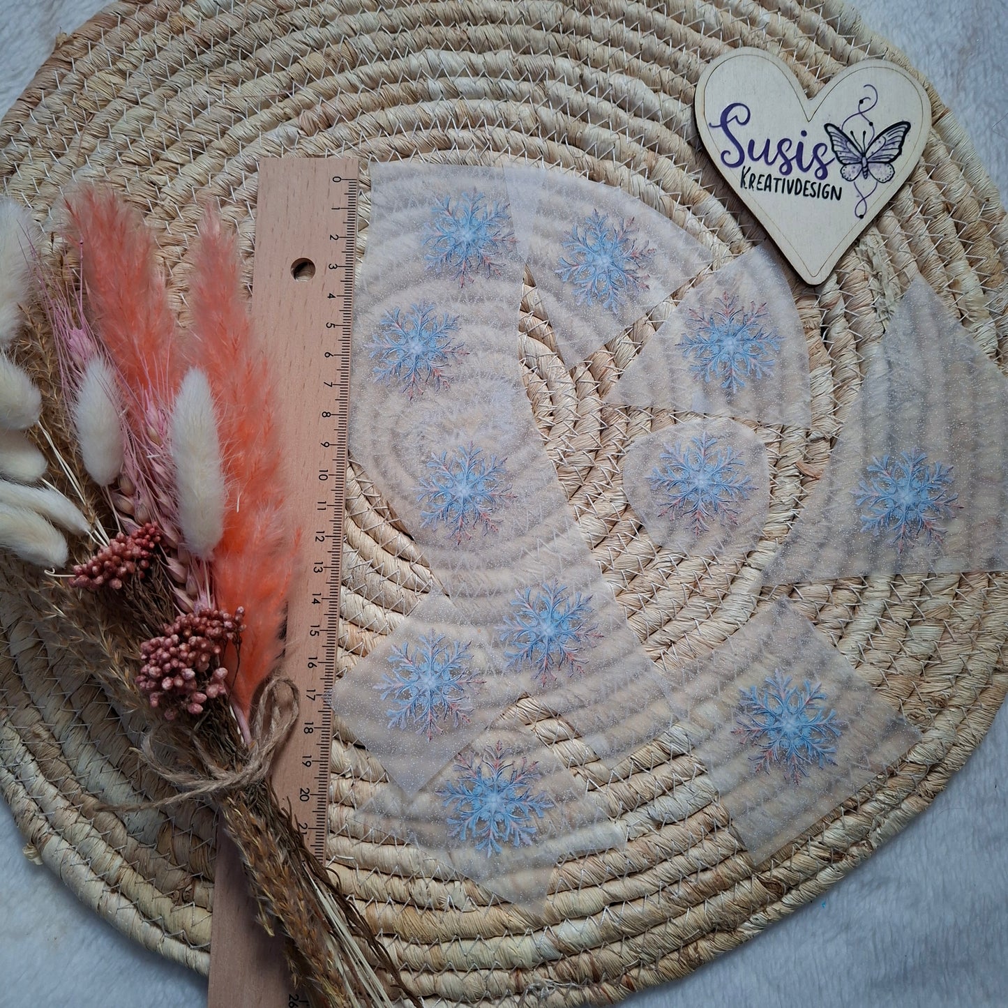 Bügelbild, Glitzer, Schneeflocken