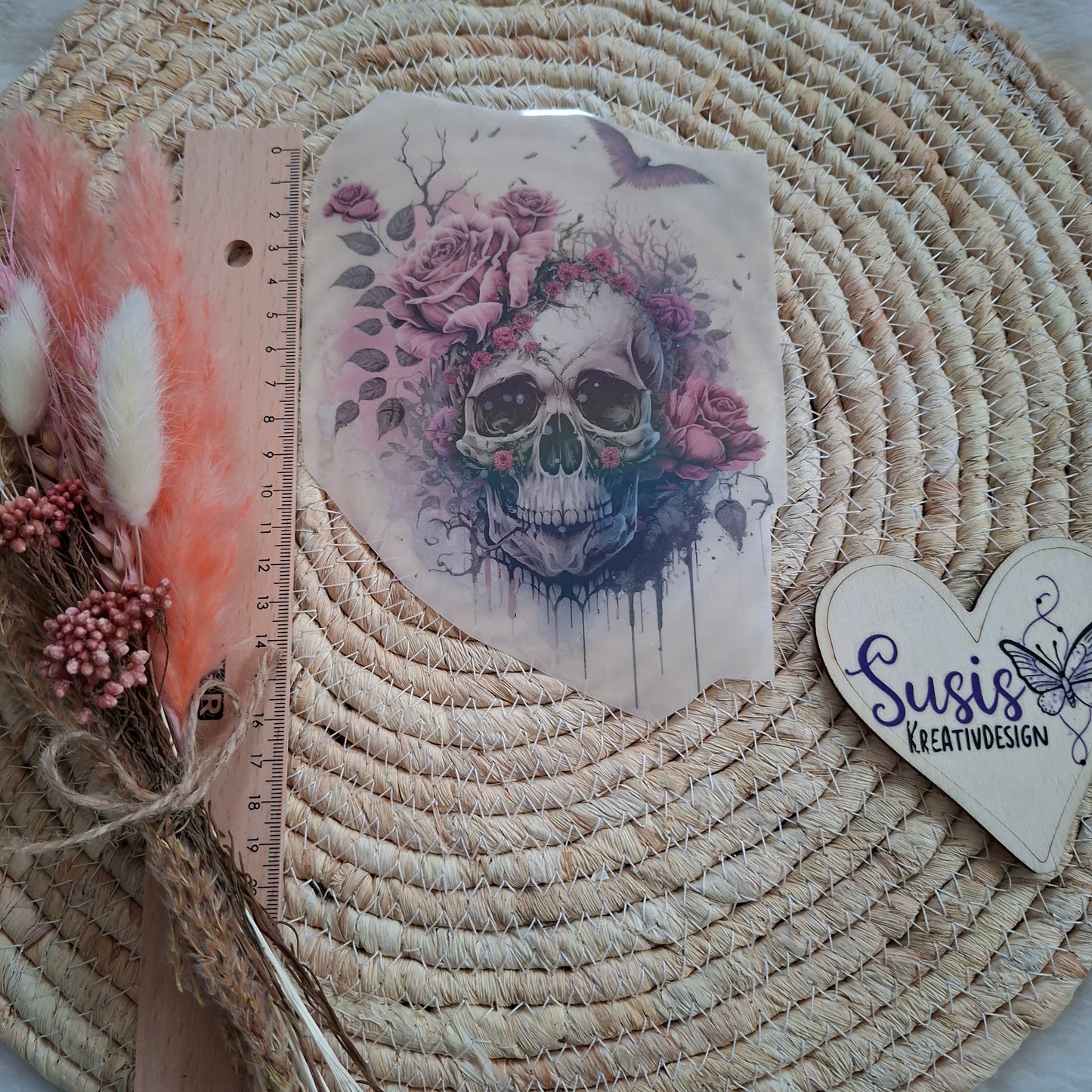 Bügelbild, Totenkopf, reflektierend