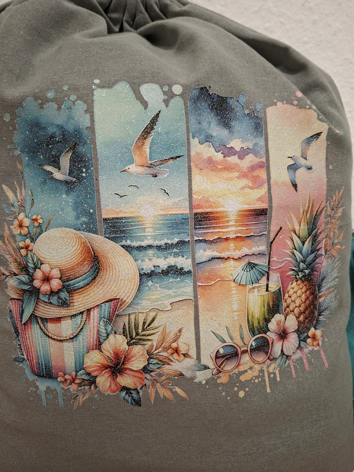 Bügelbild, Streifen, Sommer, Strand, Meer, bunt, Sonnenschein, gestreift