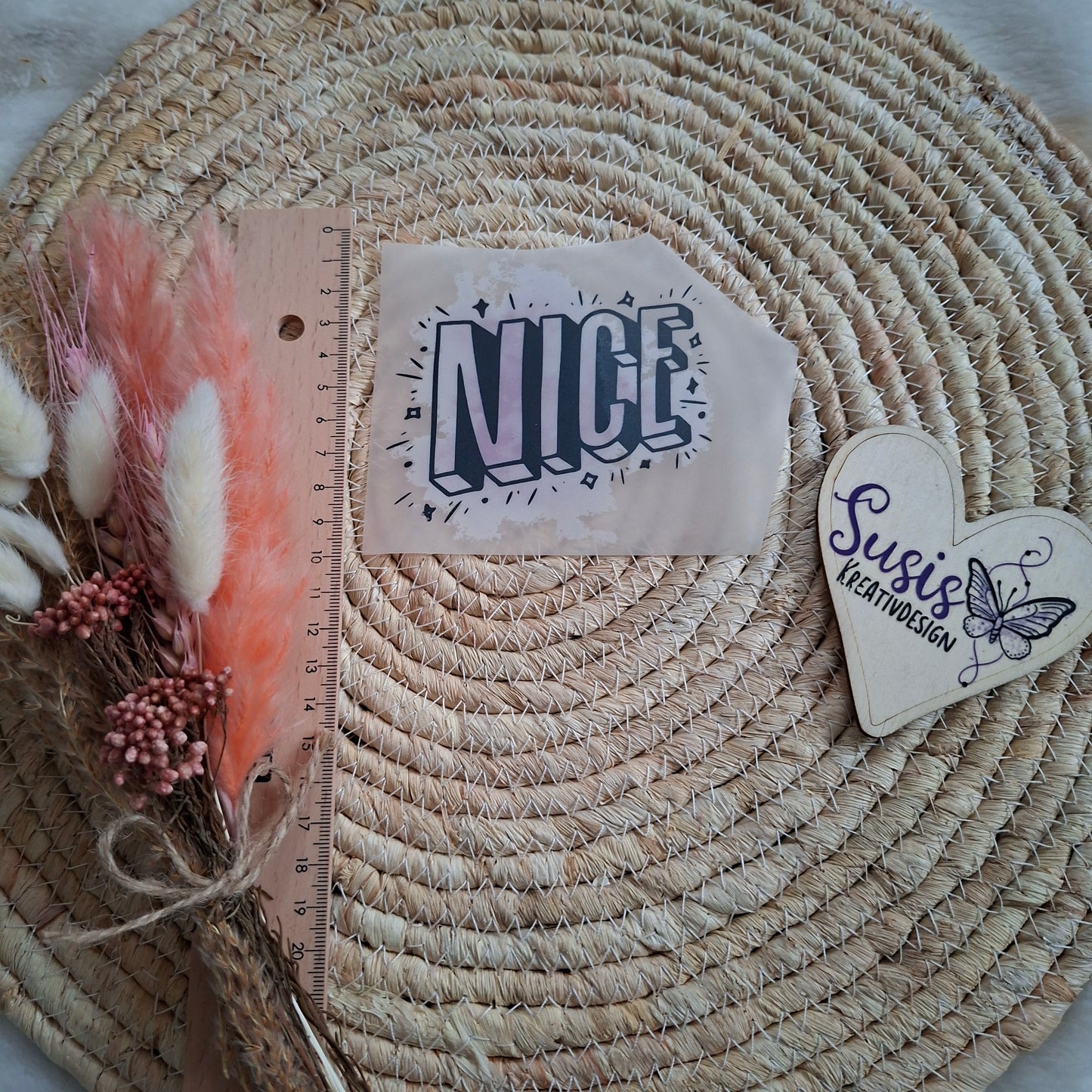 Bügelbild, nice, reflektierend