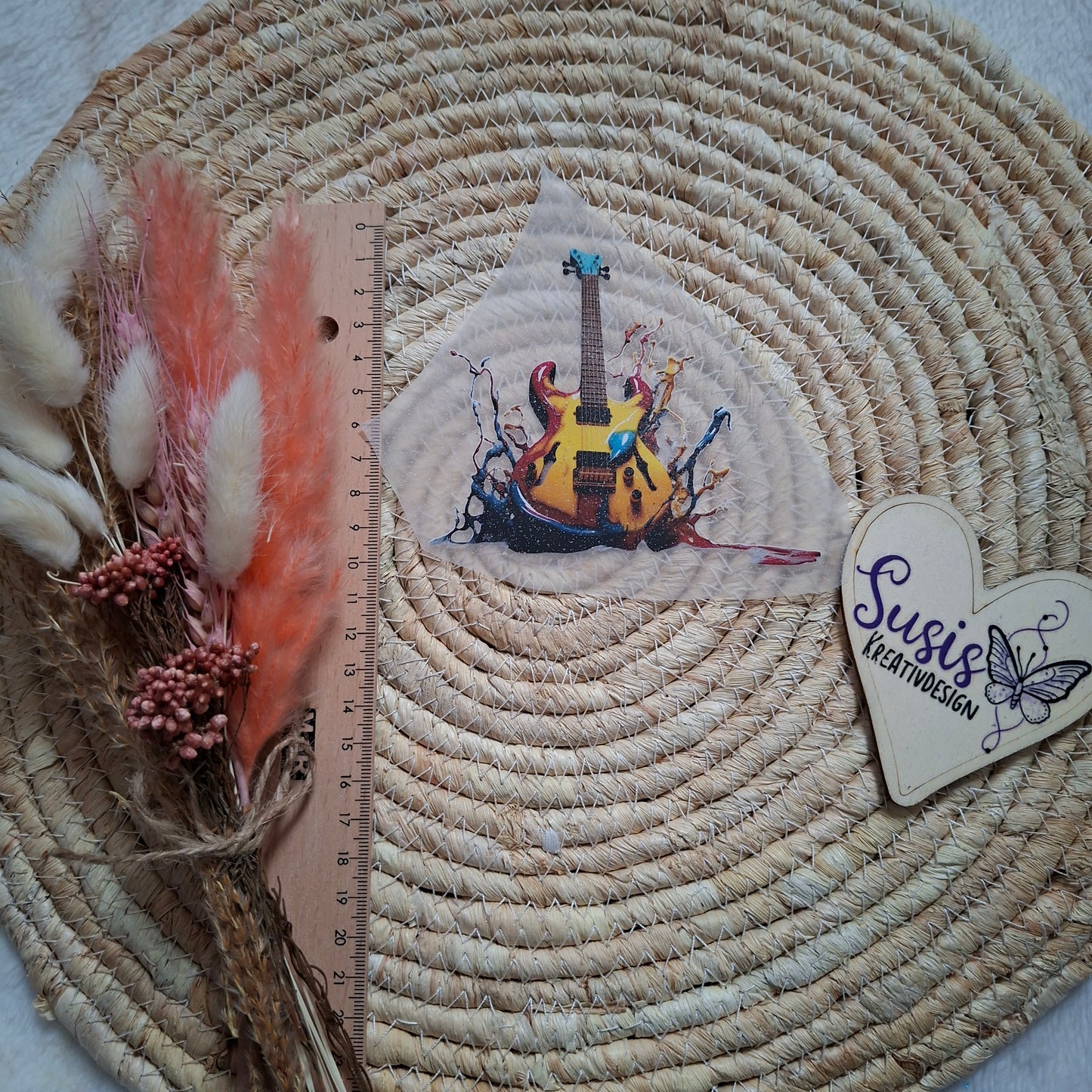 Bügelbild, Glitzer, Gitarre