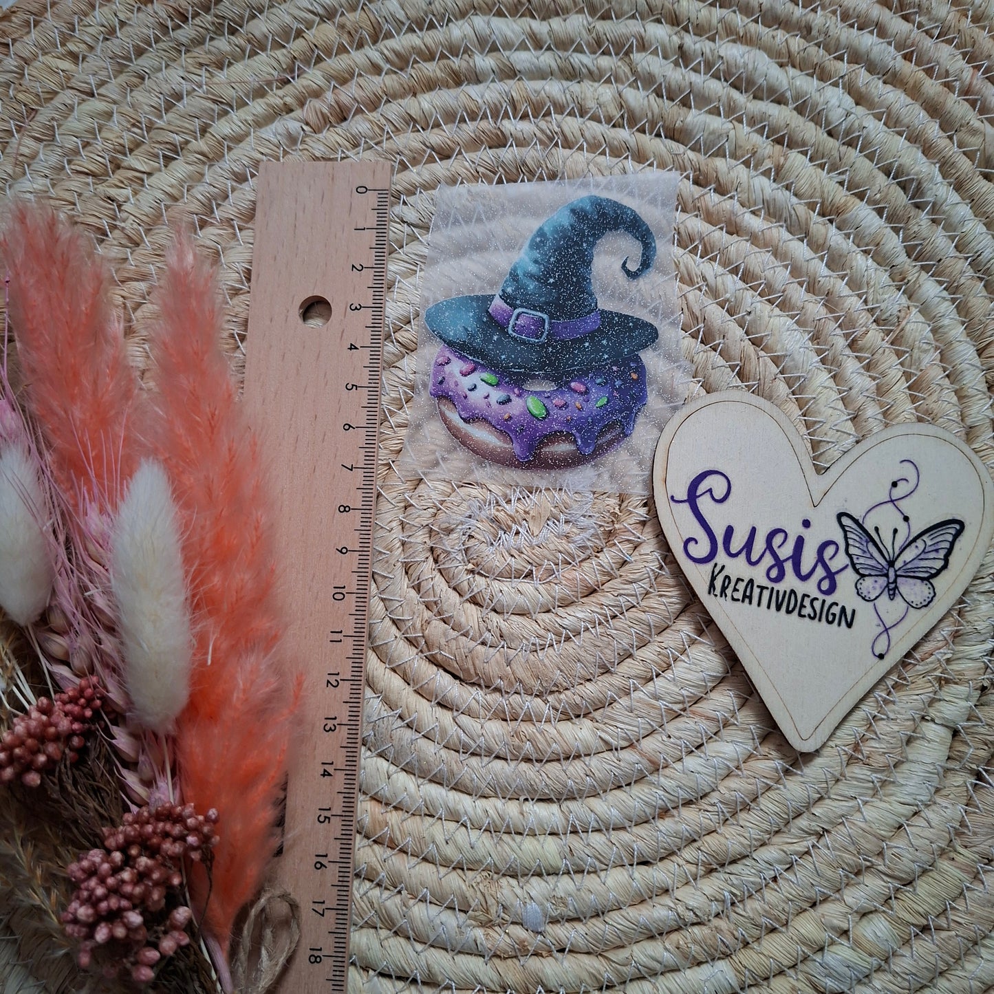 Bügelbild, Glitzer, Donut, Halloween