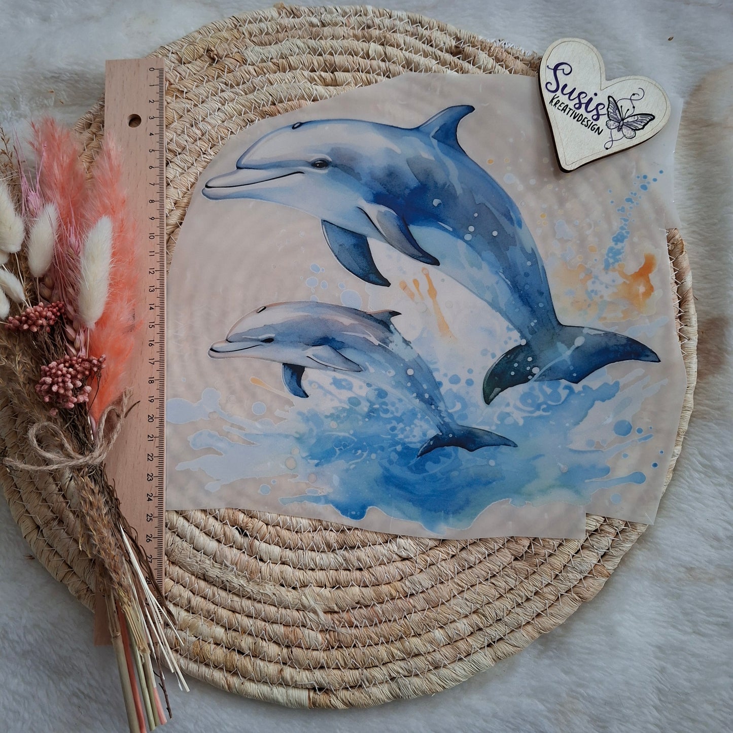 Bügelbild, Delphine, reflektierend