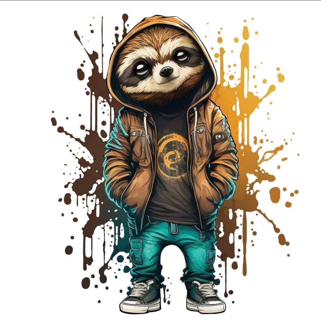 Bügelbild Faultier, cool