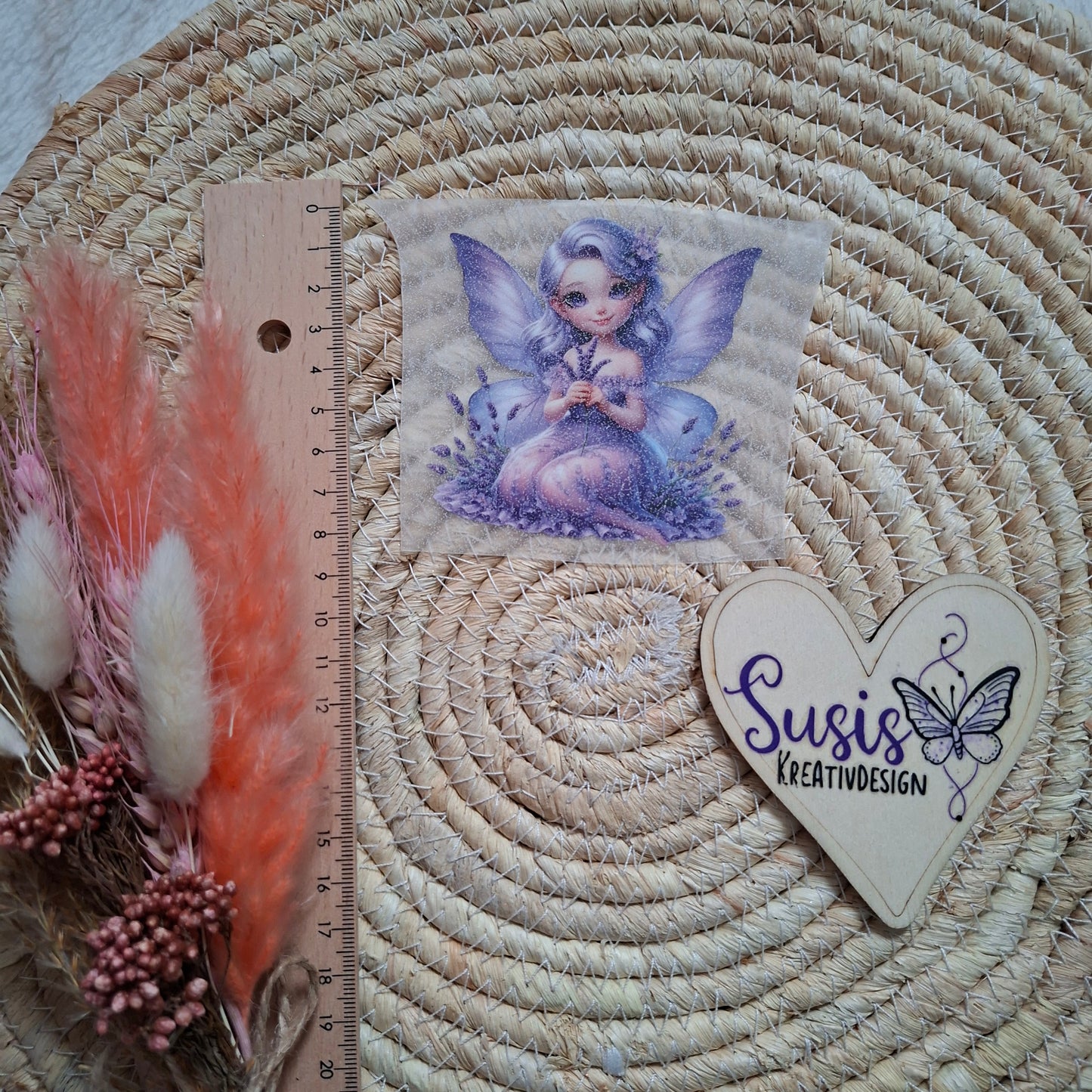 Bügelbild, Glitzer, Fee, lila