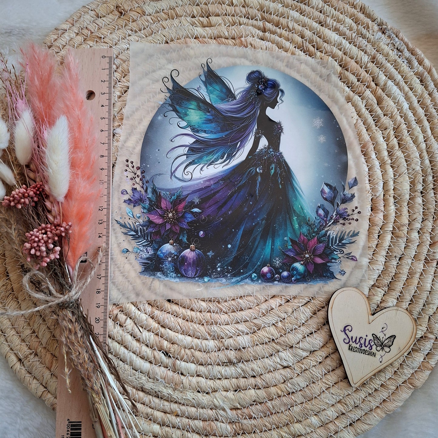 Bügelbild, Fee, Winter, GlowInTheDark