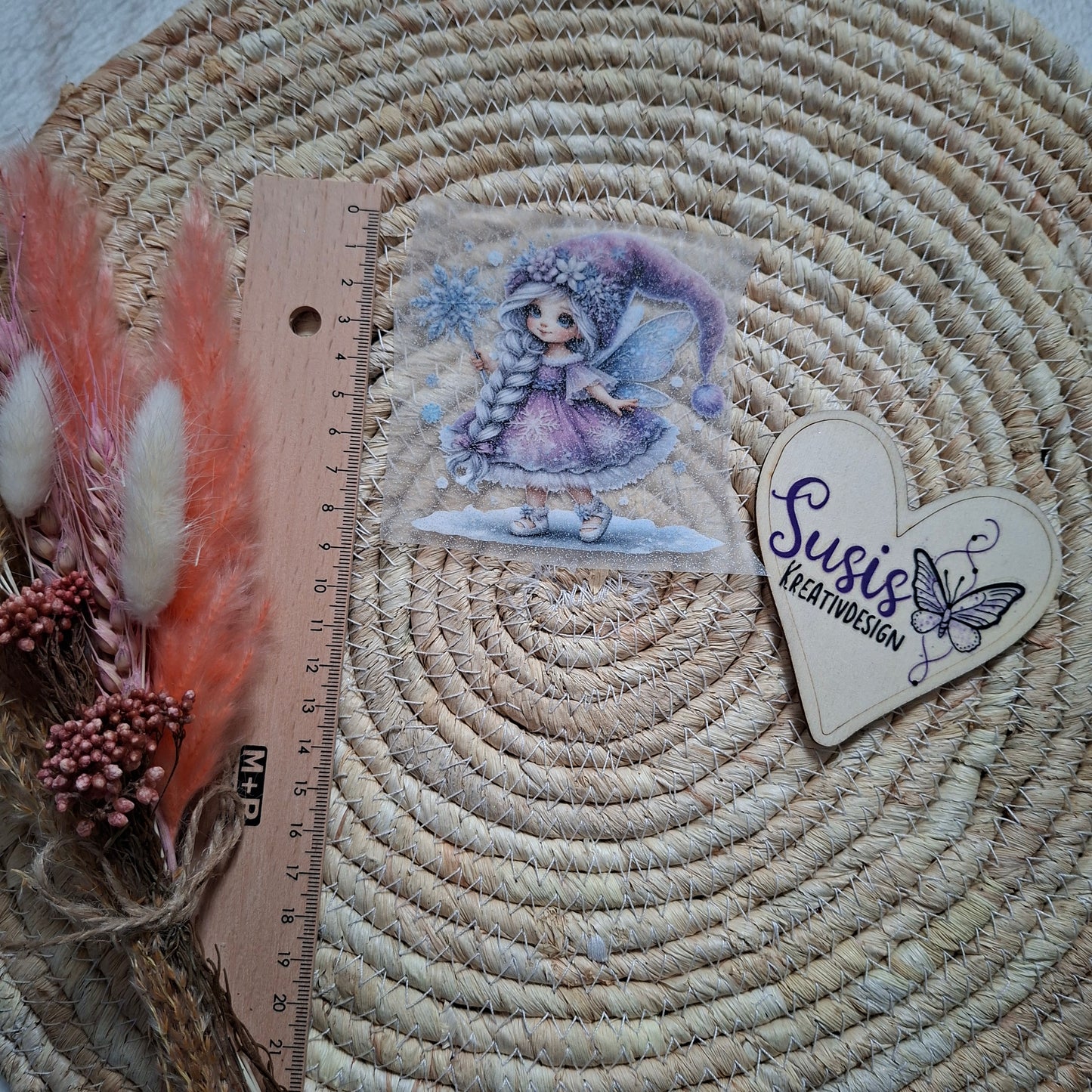 Bügelbild, Glitzer, Mädchen, Gnom, Winter