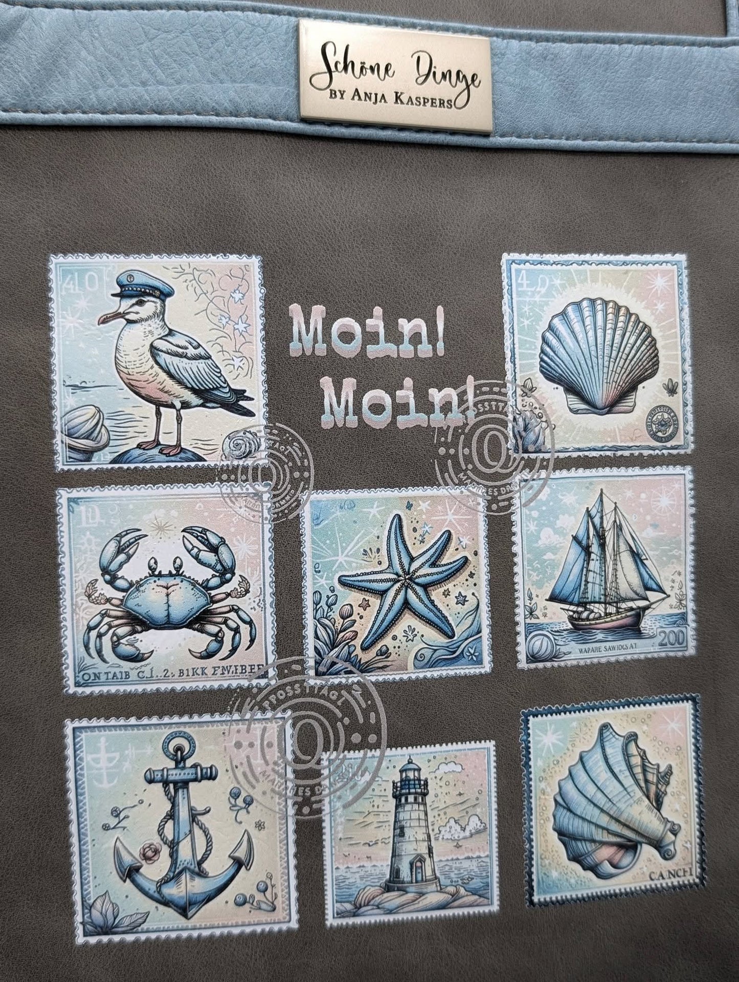 Bügelbild, Streifen,Meer, Meerzeit, Möwen, Anker, Leuchtturm, Moin, Seestern