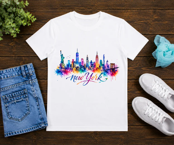 Bügelbild Stadt Silhouette, schwarz weiß, New York