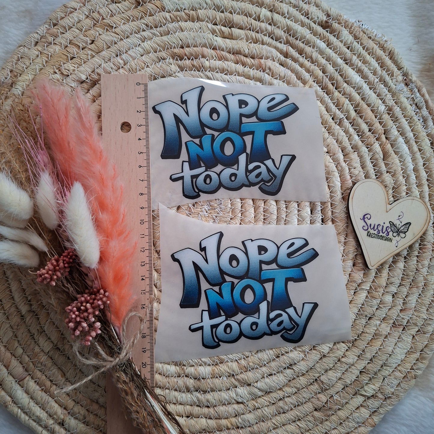 Bügelbild, Bagger, Nope not Today, reflektierend