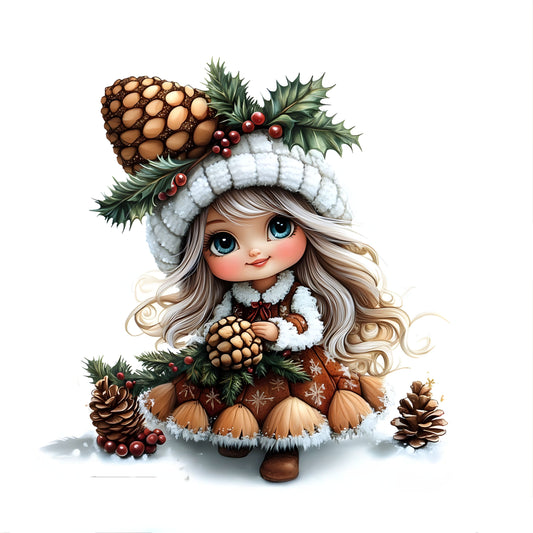 Winter Fee, Tannenzapfen, Tannengrün, braun #10