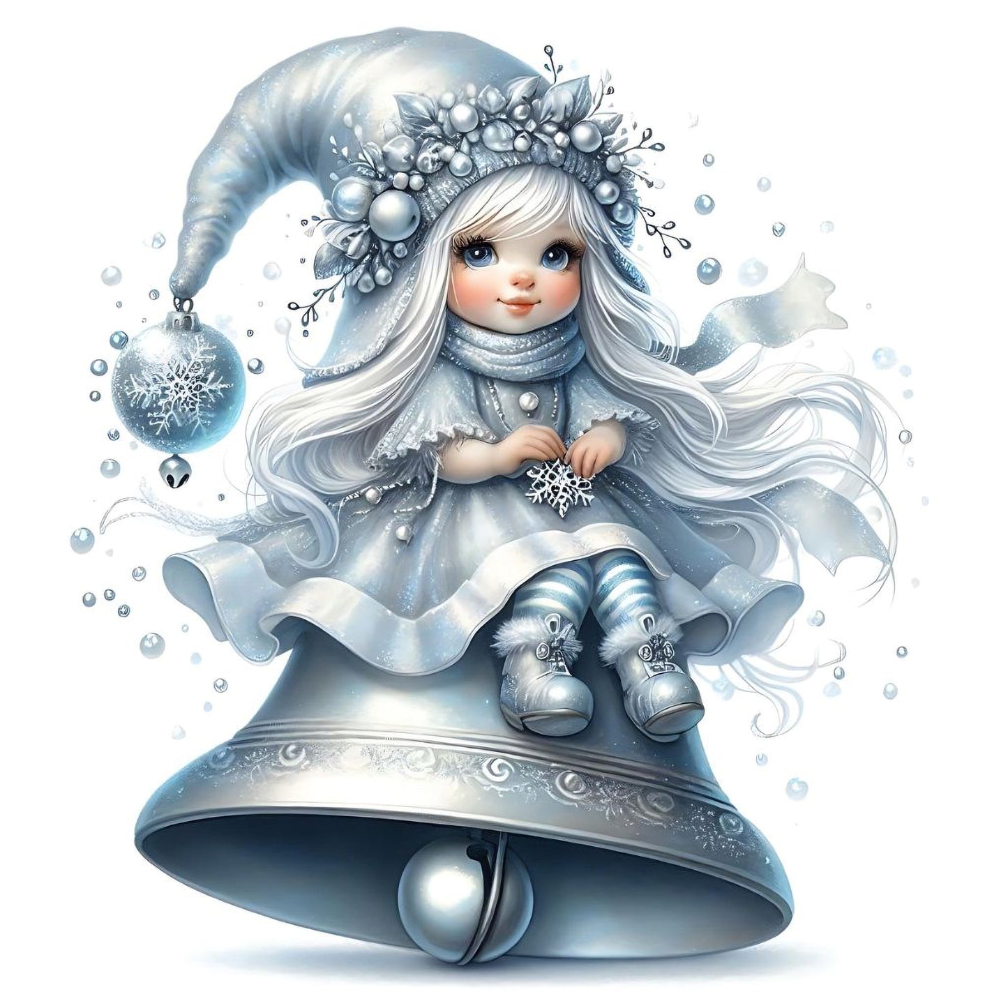 Gnom, Weihnachten, Mädchen, Eis, Winter, Schnee, grau #10