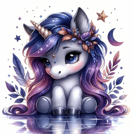 Einhorn Stern, Herbst, lila, Nacht #10