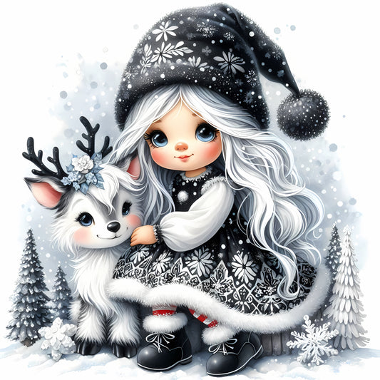 Winter Gnom, Winterwonderland, Rentier, schwarz #10