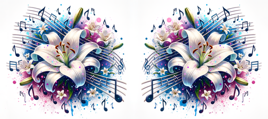 Tassendesign Lilie mit Musiknoten