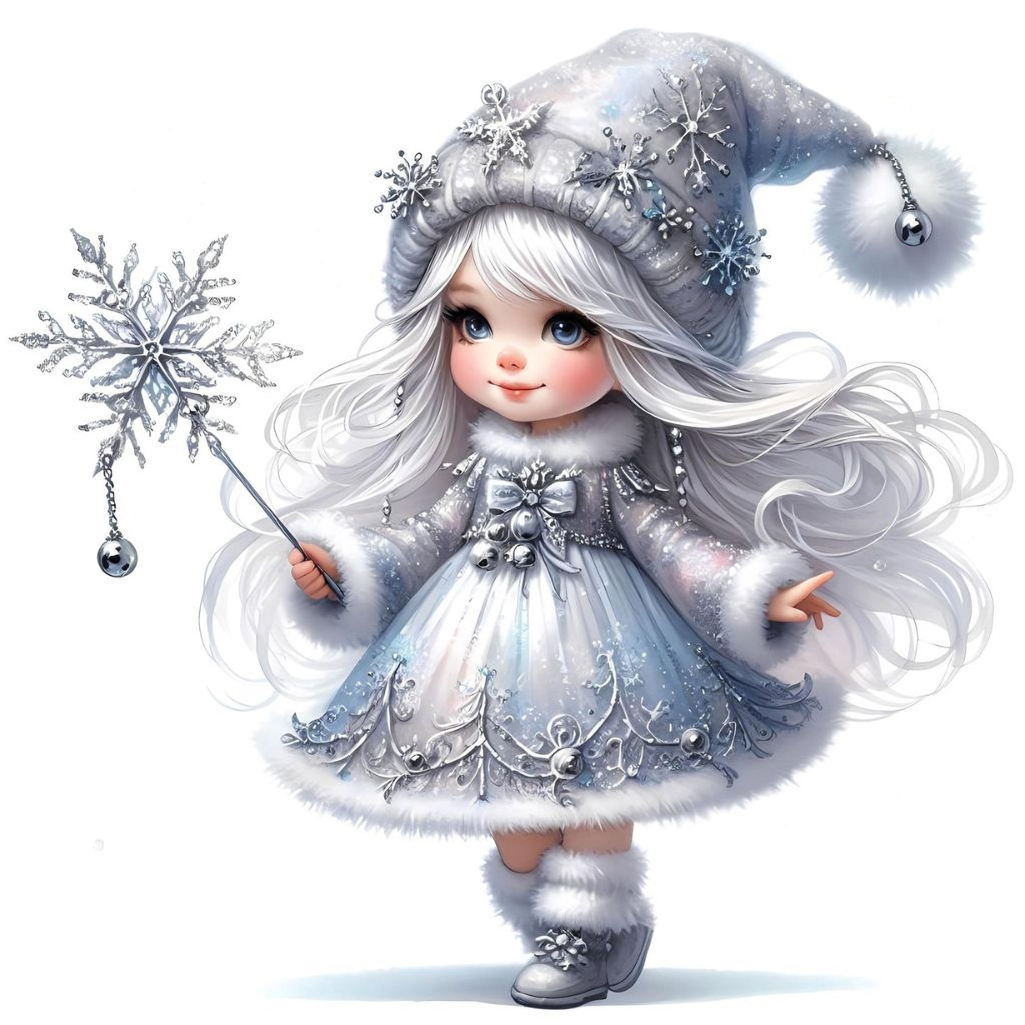 Gnom, Weihnachten, Mädchen, Eis, Winter, Schnee, grau #1