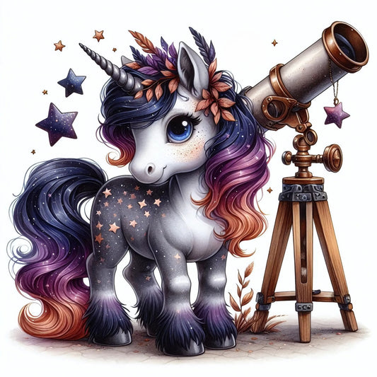 Einhorn Stern, Herbst, lila, Nacht #1