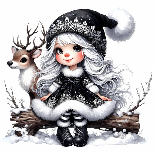 Winter Gnom, Winterwonderland, Rentier, schwarz #1