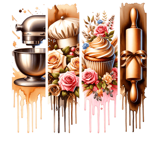 Bügelbild, Streifen, Kochen, Backen, Nudelholz, Küchenmaschine, Cupcake