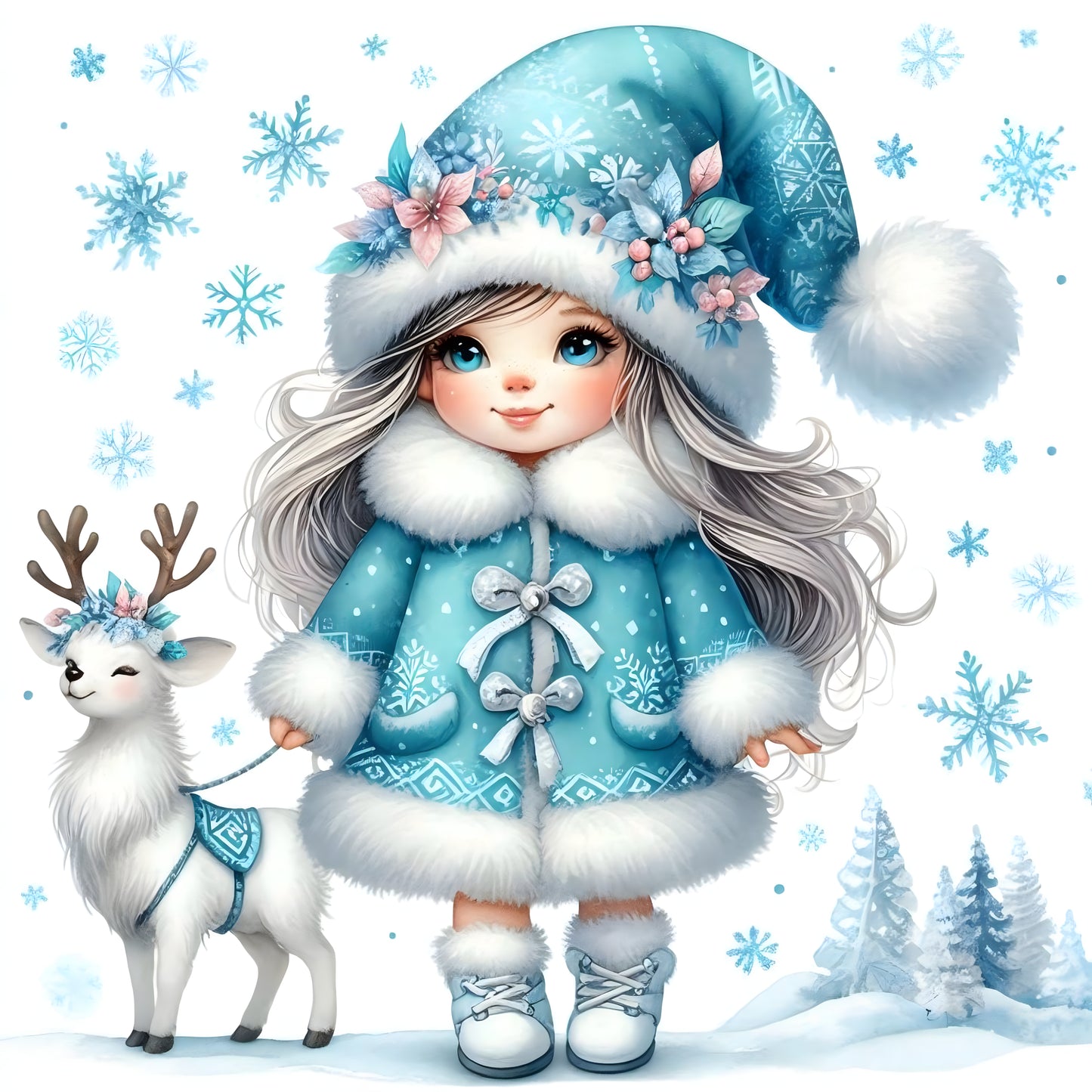 Winter Gnom, Winterwonderland, Rentier, türkis #1