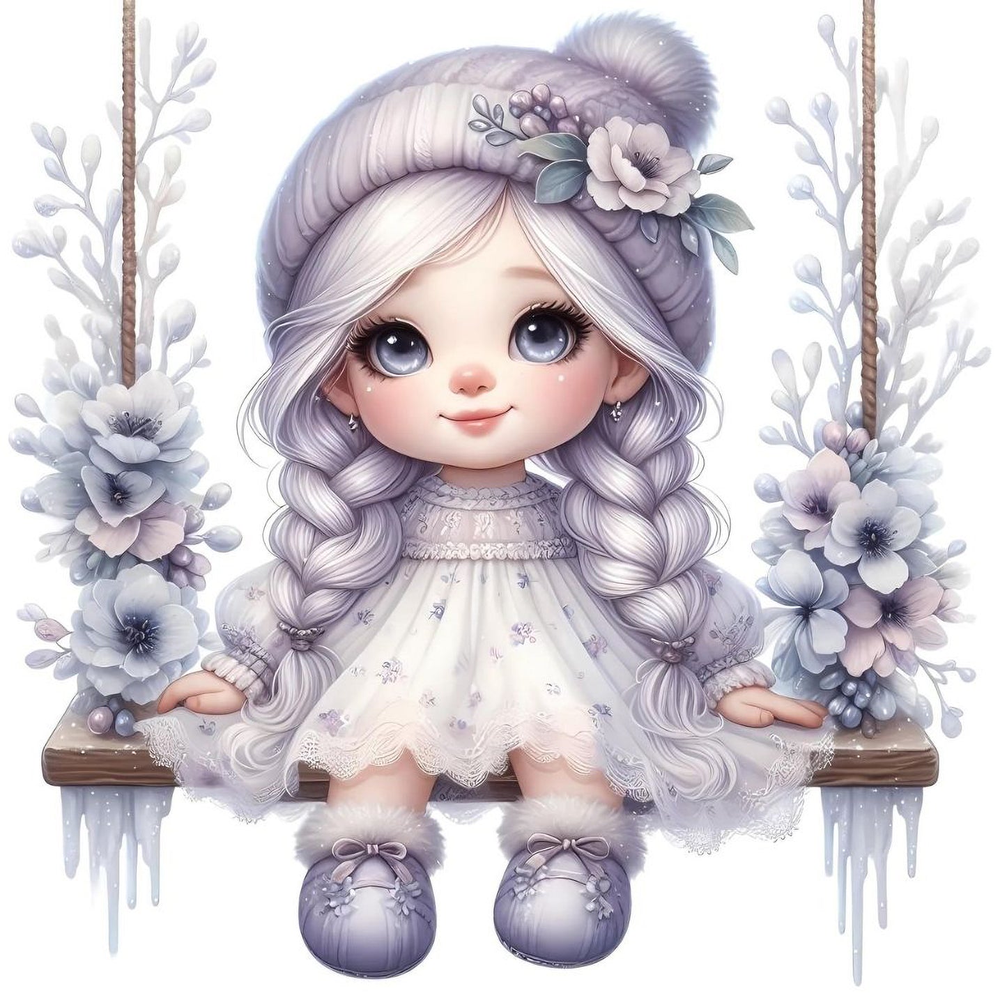 Gnom, Mädchen, Eis, Winter, Schnee, Flieder #1