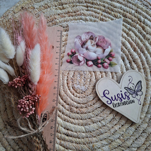 Bügelbild, Hase in Blume, Ostern