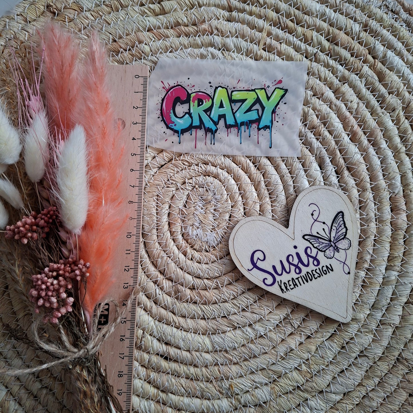 Bügelbild, Schriftzug Crazy