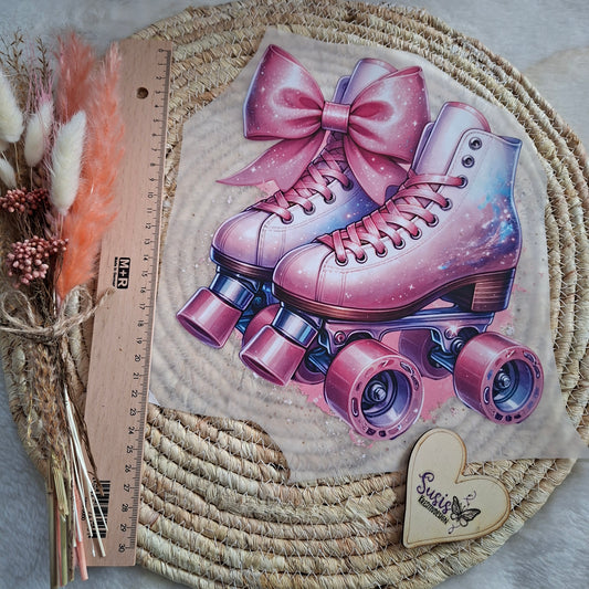 Bügelbild, Rollschuhe, pink
