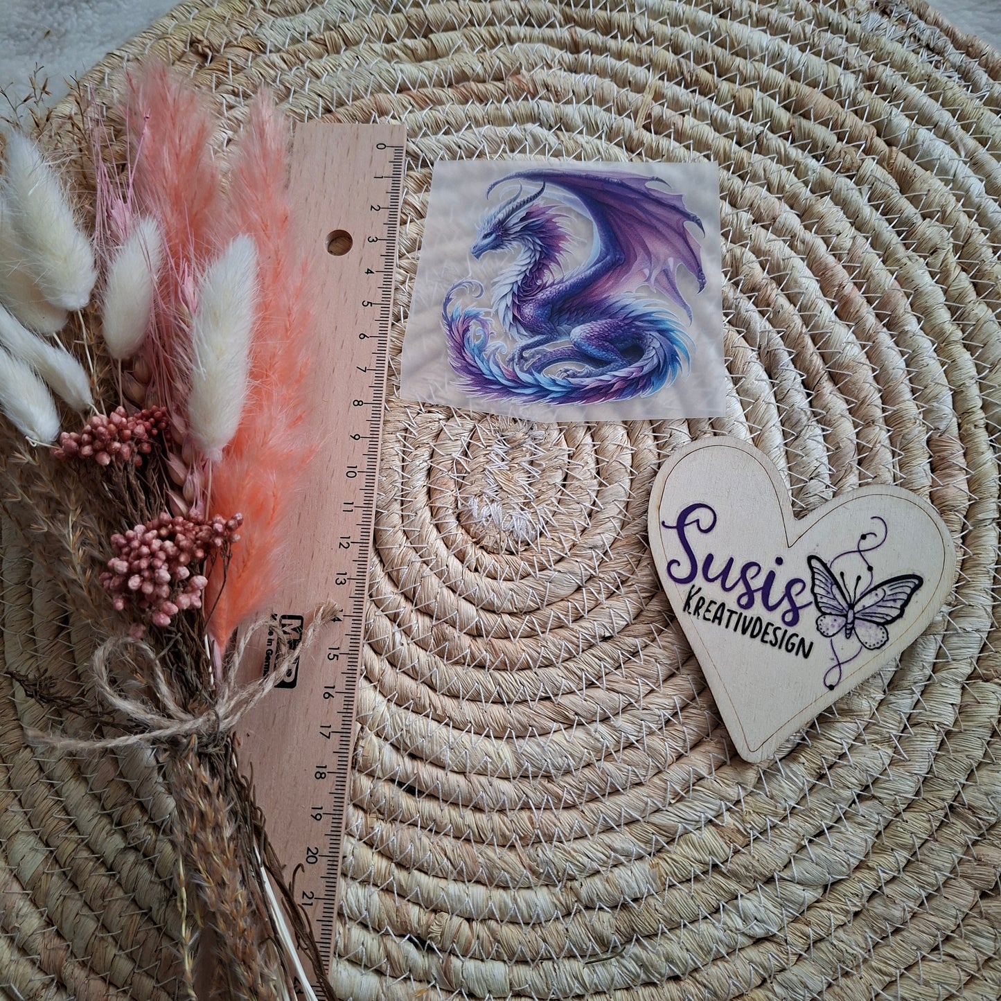 Bügelbild, Drache, lila