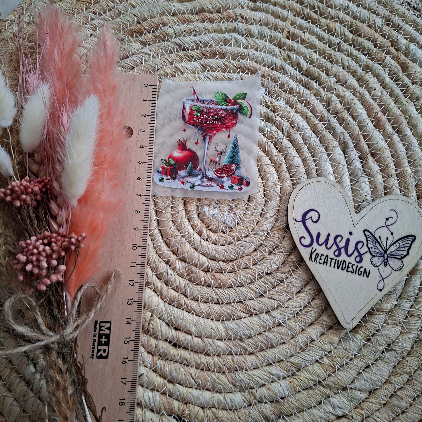 Bügelbild, Cocktailglas, Winter, Weihnachten