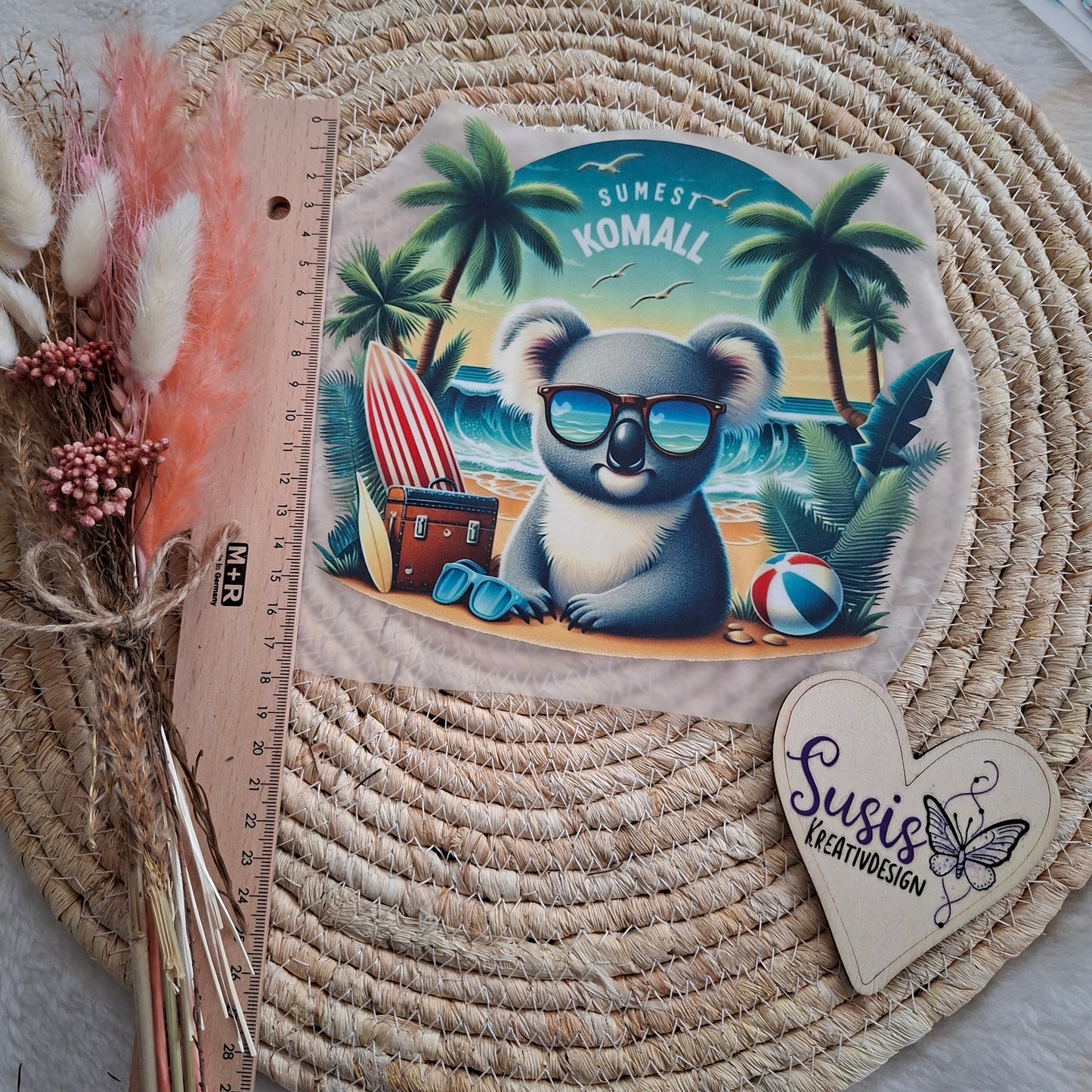 Bügelbild, Koala, Beach, Strand, Palmen