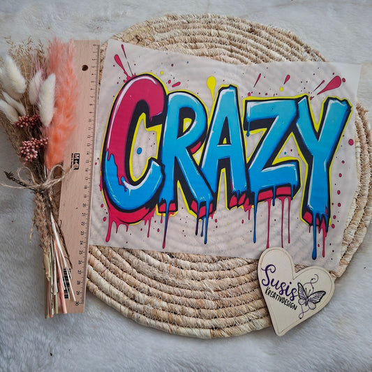Bügelbild, Schriftzug "Crazy"