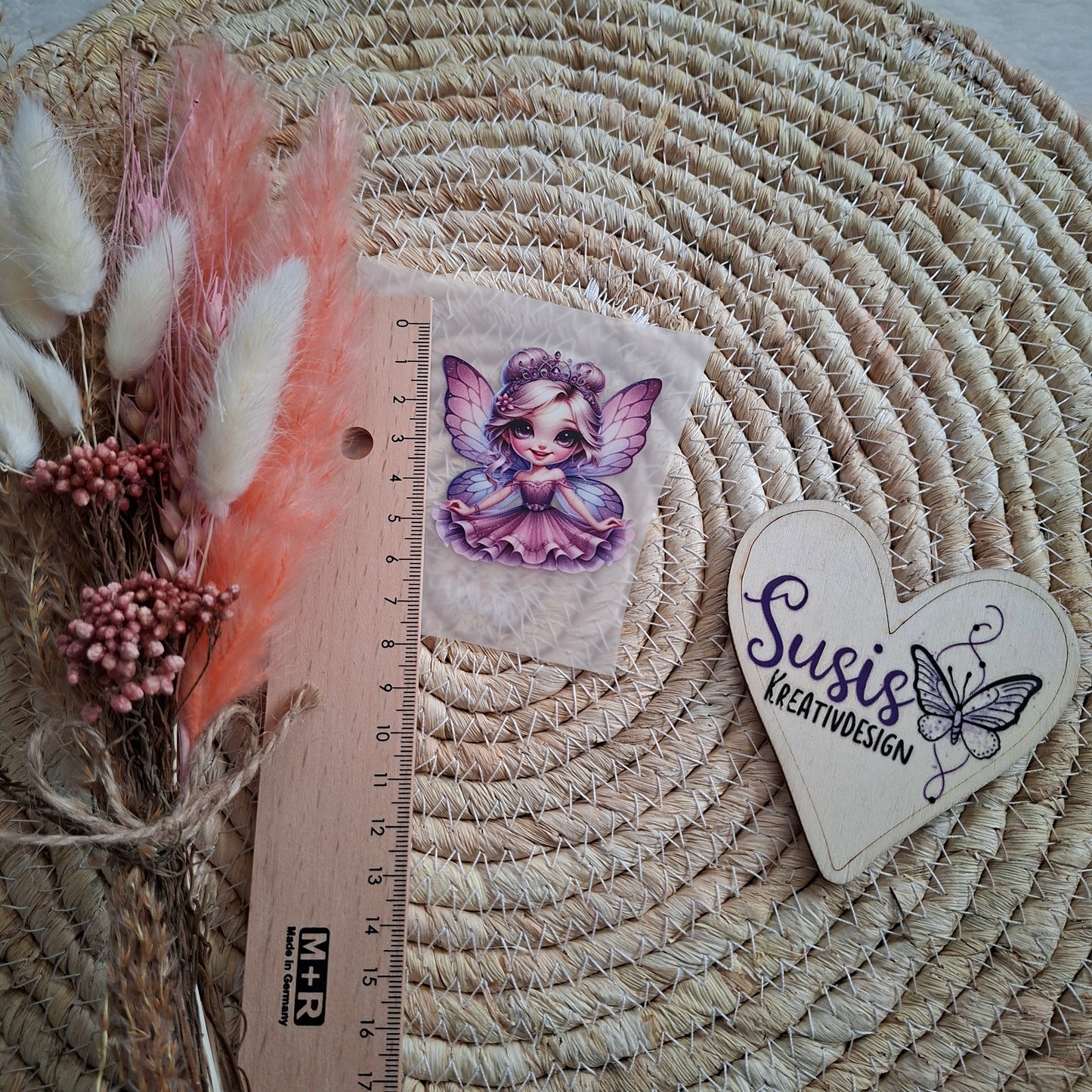 Bügelbild, Fee lila