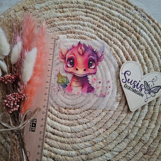 Bügelbild, Drache, pink