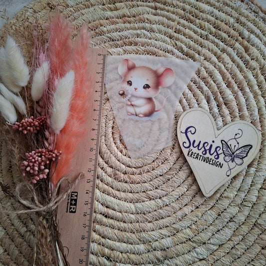 Bügelbild, Maus mit Pusteblume