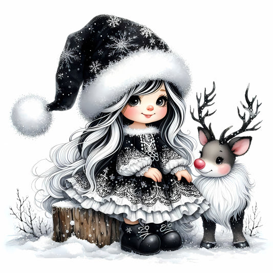 Winter Gnom, Winterwonderland, Rentier, schwarz #2