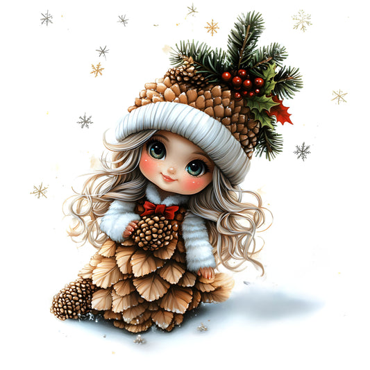 Winter Fee, Tannenzapfen, Tannengrün, braun #2