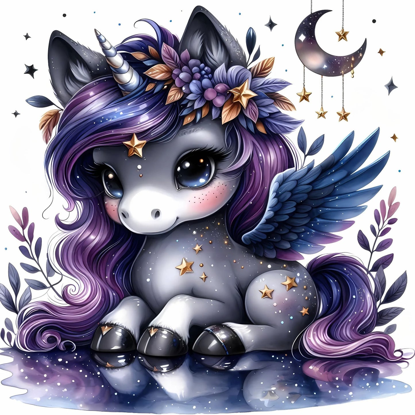 Einhorn Stern, Herbst, lila, Nacht #2