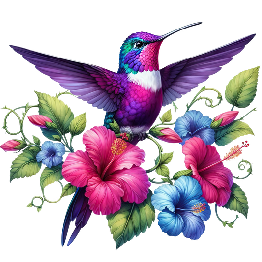 Kolibri mit Hibiskusblüte #12