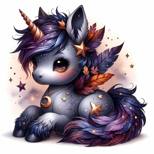 Einhorn Stern, Herbst, lila, Nacht #3