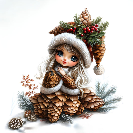 Winter Fee, Tannenzapfen, Tannengrün, braun #3