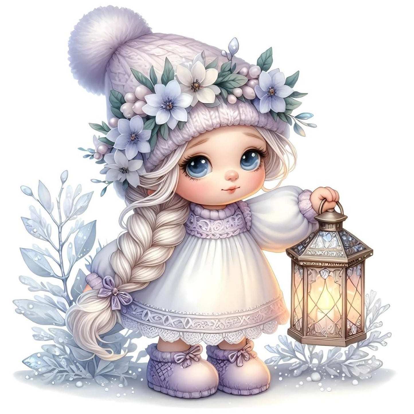 Gnom, Mädchen, Eis, Winter, Schnee, Flieder #4