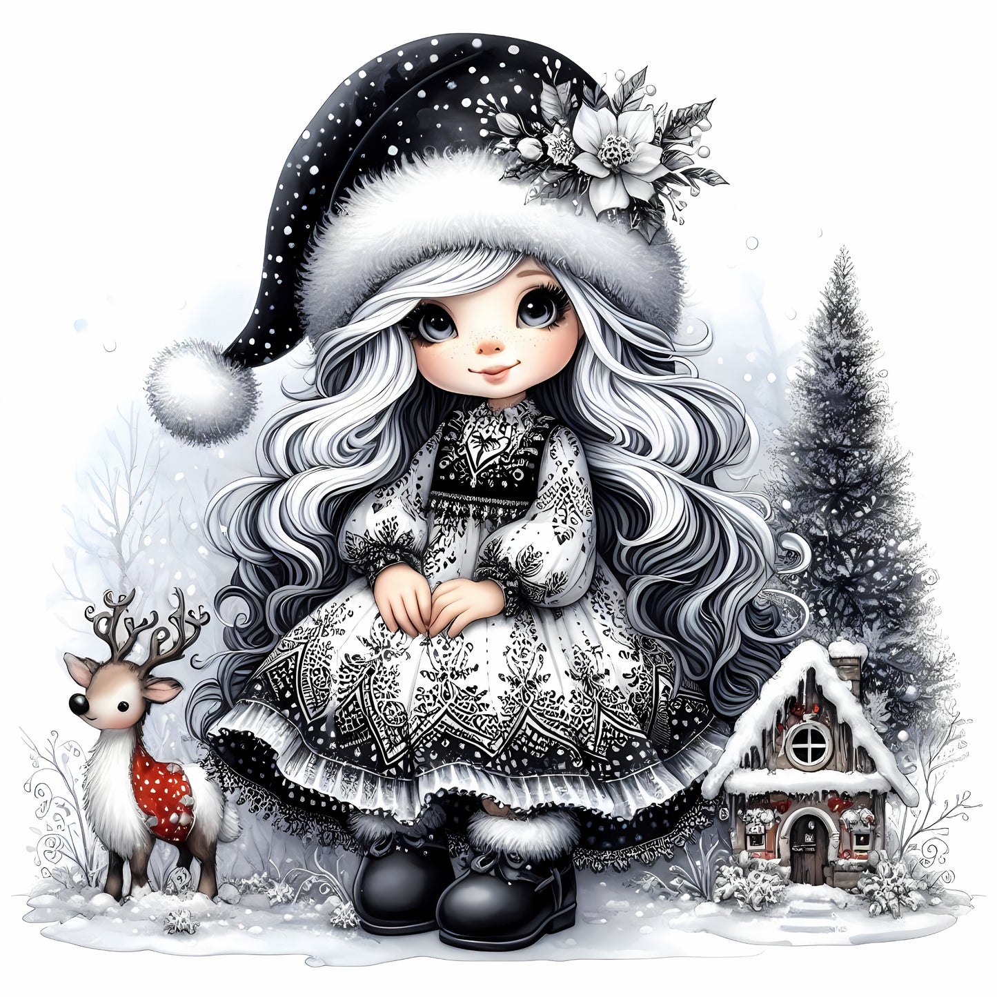 Winter Gnom, Winterwonderland, Rentier, schwarz #4