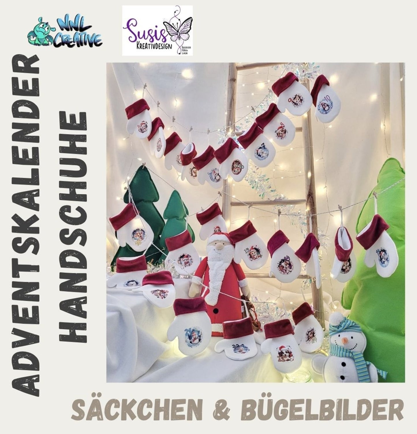 Adventskalender Bügelbilderset 2 A4 Bögen mit je 12 Bildern