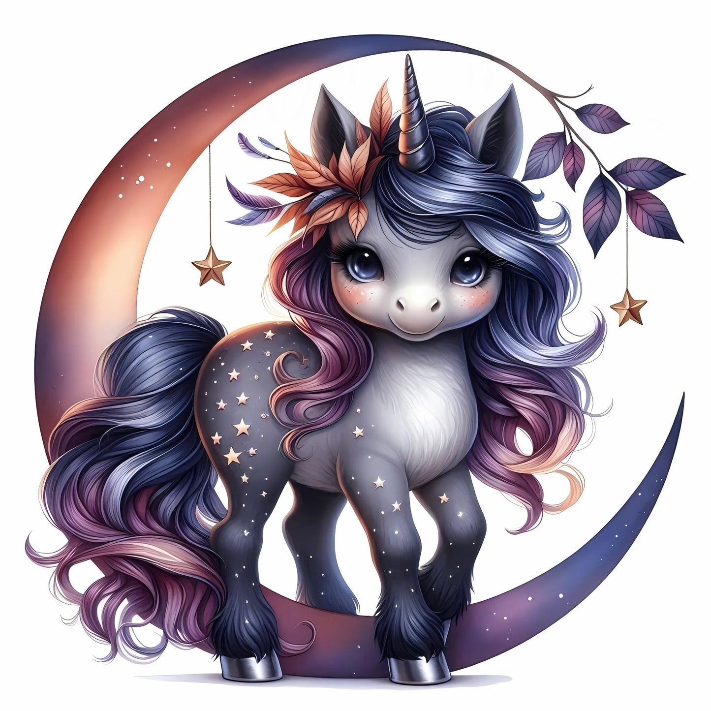 Einhorn Stern, Herbst, lila, Nacht #5