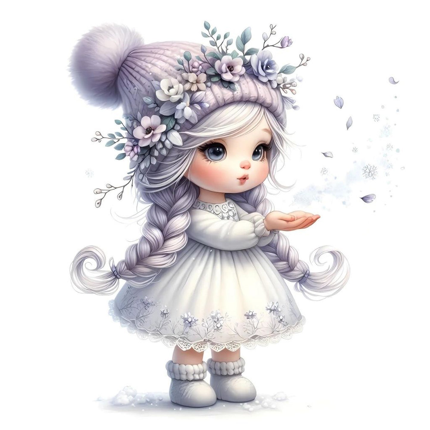 Gnom, Mädchen, Eis, Winter, Schnee, Flieder #5