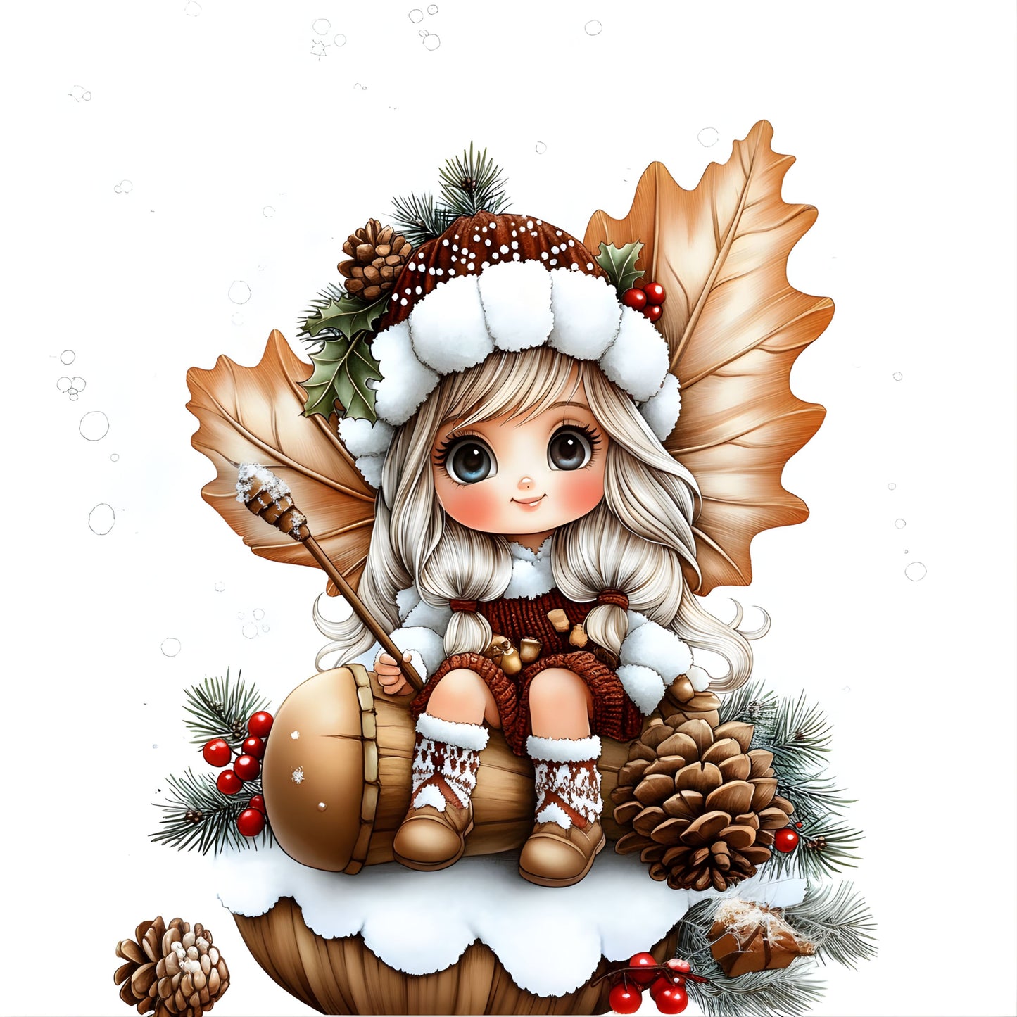 Winter Fee, Tannenzapfen, Tannengrün, braun #5